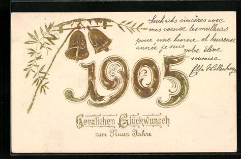 Präge AK Glückwünsche zum Neujahr 1905 mit läutenden Glocken Nr