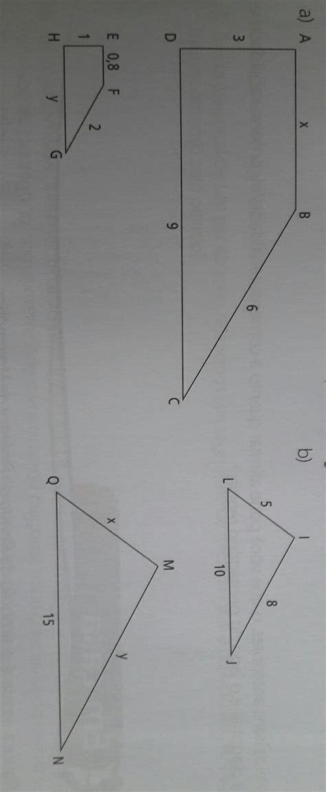 Determine As Medidas X E Y Sabendo Que Os Pares De Figuras Em Cada