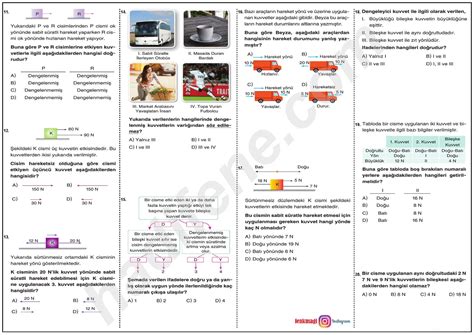 N Te Kuvvet Ve Hareket B Le Ke Kuvvet Konu Tekrar Test Hadi