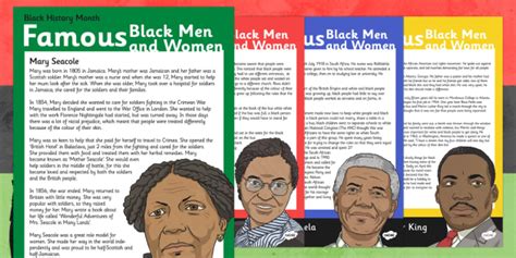 Black History Month Famous Black Men And Women Information