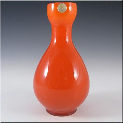 Elme 1970s Swedishscandinavian Orange Cased Glass Vase Glass Vase Glass Texture Vase