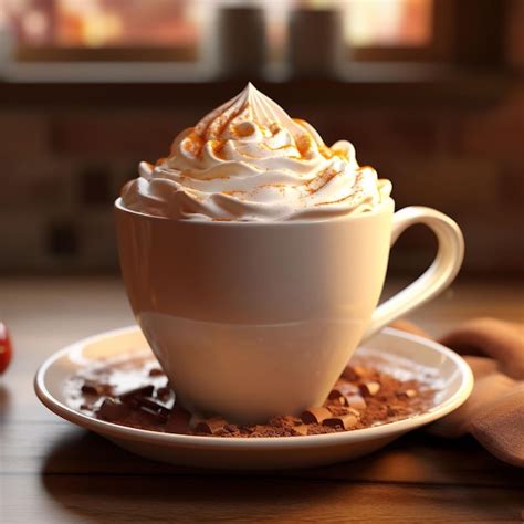 Premium AI Image Photo Of A Cup Of Hot Chocolate With Wipped Cream Photorealistic Warm Colors