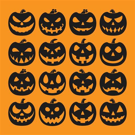 A Set Of Halloween Pumpkins Silhouette 46156373 Vector Art At Vecteezy