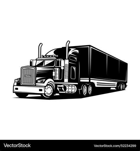 Semi Truck Big Rig 18 Wheeler Trailer Art Vector Image