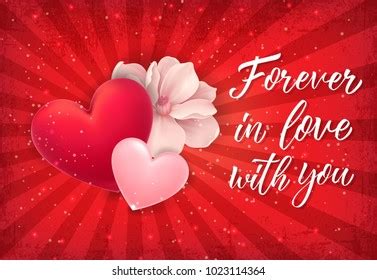 Forever Love Lettering Red Heart Stock Vector Royalty Free 1023114364