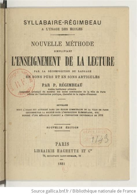 Nouvelle M Thode Simplifiant L Enseignement De La Lecture Par La