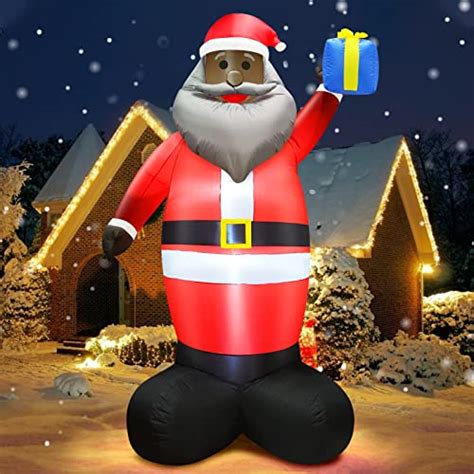 Turnmeon Foot Giant Christmas Inflatable Black Santa Claus Decoration