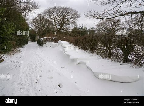 Deep snow on a country lane in the English countryside Stock Photo - Alamy