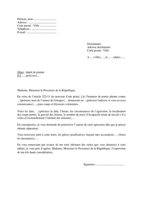 Lettre Type Pour Porter Plainte