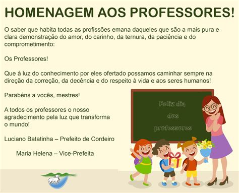 Homenagem Aos Professores Prefeitura Municipal De Cordeiro