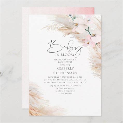 Orchids Pampas Grass Baby In Bloom Baby Shower Inv Invitation Artofit