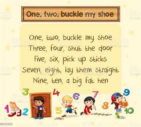 One Two Buckle My Shoe Song Stock Illustration - Download Image Now ...