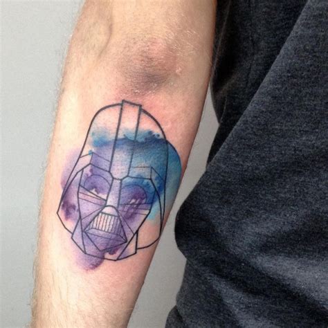 Illustrative style colored forearm tattoo of Darth Vader helmet ...