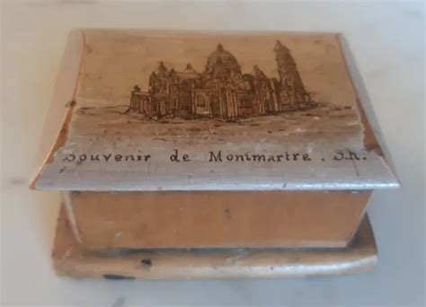 Ancien Petit Coffret Ou Bo Te Timbres En Bois Peinture Montmartre