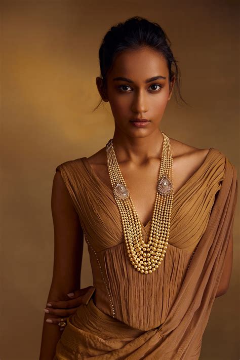 Buy Gold Plated Swarovski Pearls Embellished Necklace By Tarun