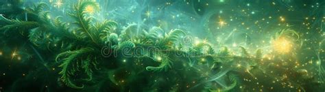 Kangaroo Fern in a Cosmic Setting Floating in Space Stock Illustration ...