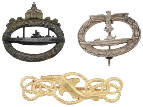 Sold At Auction Three Wwi And Wwii Model German U Boat Badges