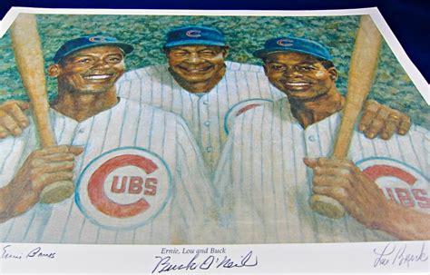 Ernie Banks, Lou Brock & Buck O'Neil Chicago Cubs Autographed ...