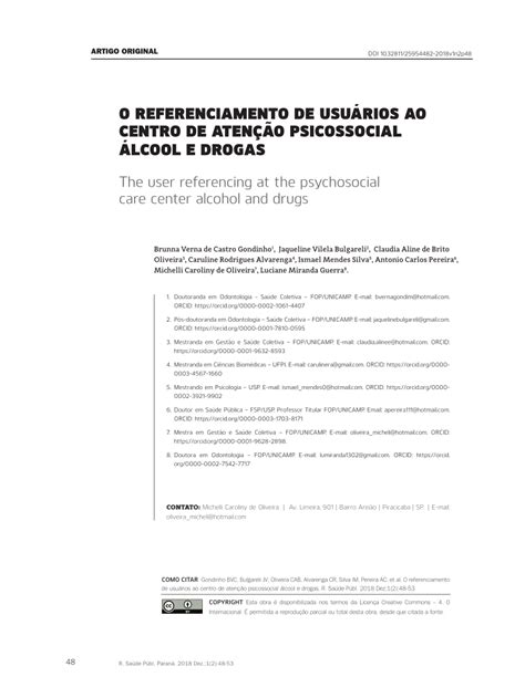 Pdf O Referenciamento De Usu Rios Ao Centro De Aten O Psicossocial