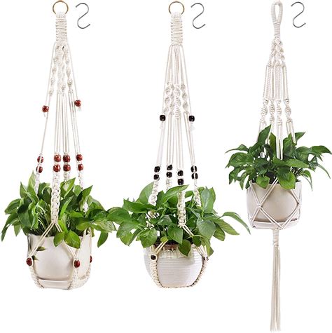 Mkouo Blumenampel Makramee Pflanzenhalter Set Of Indoor Wandbehang