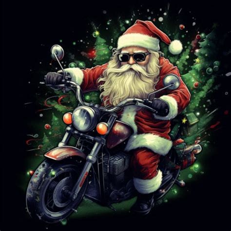 Biker Santa Clipart, 5 High Quality PNG, Digital Download, Card Making, Mixed Media, Digital ...