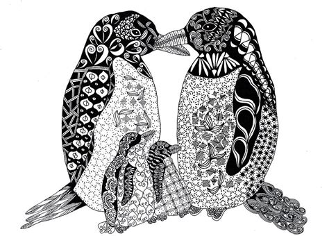 Penguin Family Drawing by Sharon White