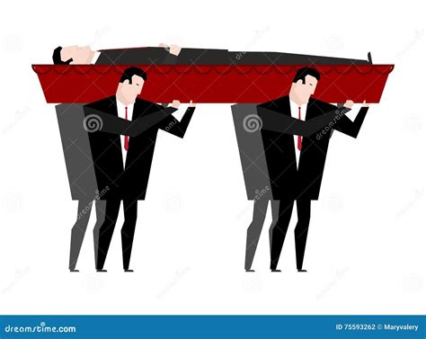 Funeral Men Carry Coffin With Dead Stock Vector Illustration Of