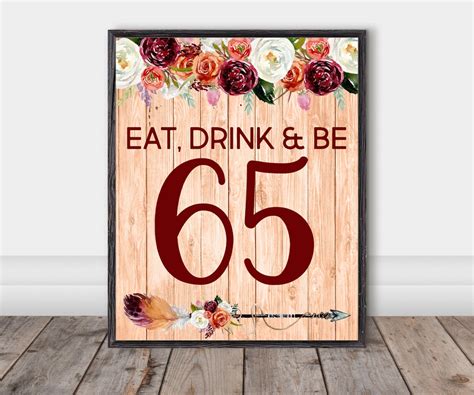 Printable 65th Birthday Sign Happy 65th Birthday Banner 65th | Etsy