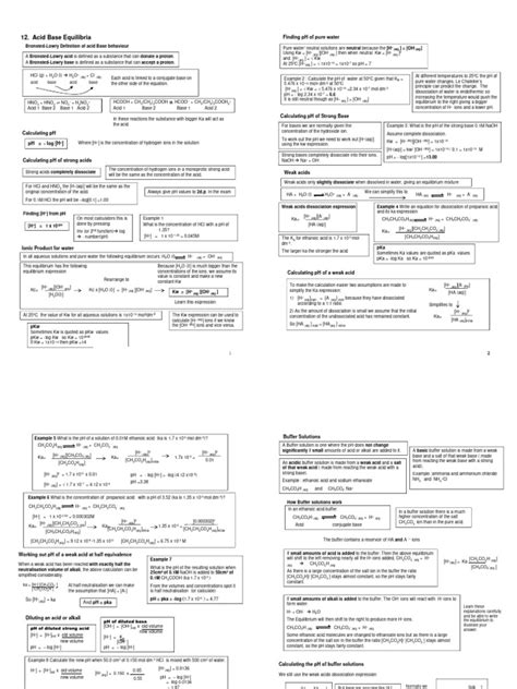 Acid Base Equilibria | PDF