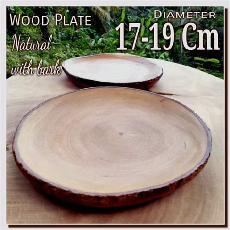 Jual Wood Plate 17 19 Cm With Bark Piring Kayu Alami Unik Kulit Tepi