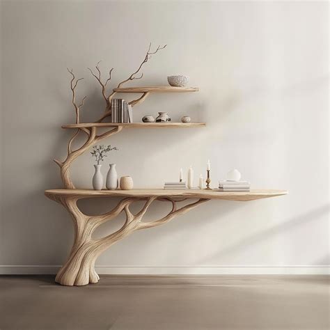 Tree Branch Montessori Bookshelf Console Narrow Table With Tree Branch