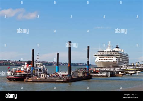 " the world " cruise ship and the mersey ferry at the pier head in liverpool, uk Stock Photo - Alamy