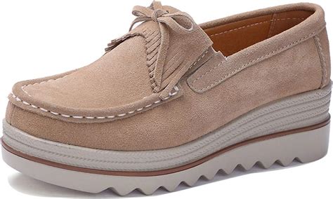 Baota Mocasines De Ante Para Mujer C Modos Con Plataforma Beige