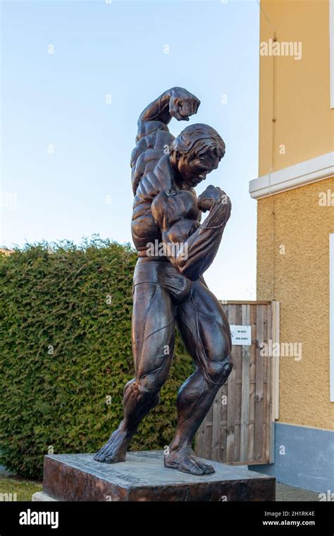 Thal Austria March Statue Of Arnold Schwarzenegger In Front