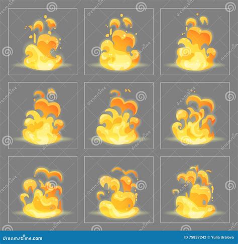 灼烧的火特技效果动画框架 向量例证 插画 包括有 行动 命中 光度 比赛 能源 作用 照亮 75837242