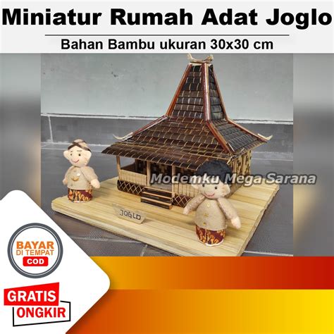 Jual Miniatur Rumah Adat Joglo Jogja Jawa Tengah Ukuran 30x30x30 Cm