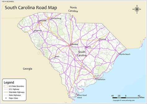 South Carolina Highway Map Map Of South Carolina