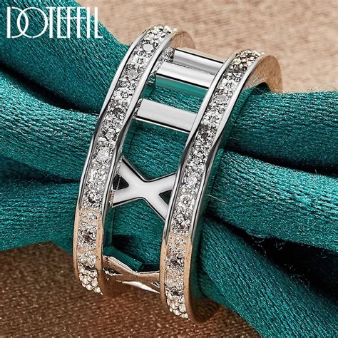 Doteffil Sterling Silver Roman Numerals X Aaa Zircon Rings For