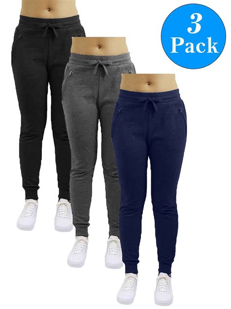 Gbh Womens Jogger Pants With Zipper Pockets 3 Pack