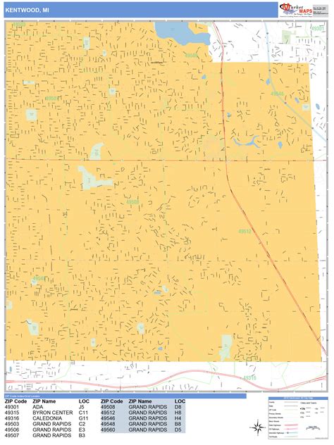 Kentwood Michigan Wall Map (Basic Style) by MarketMAPS - MapSales