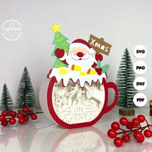 Christmas Hot Cocoa Box Shadow Box SVG For Cricut Projects DIY Hot Cocoa Box Lantern For