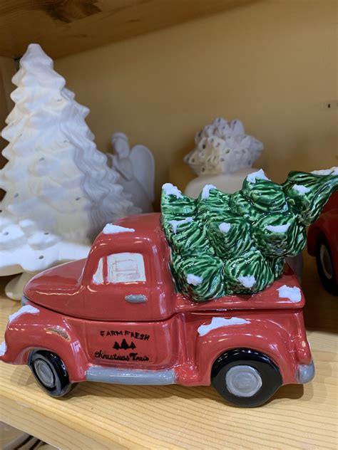 Vintage Christmas Truck Christmas Tree Painting Vintage Ceramic Christmas Tree Christmas Truck