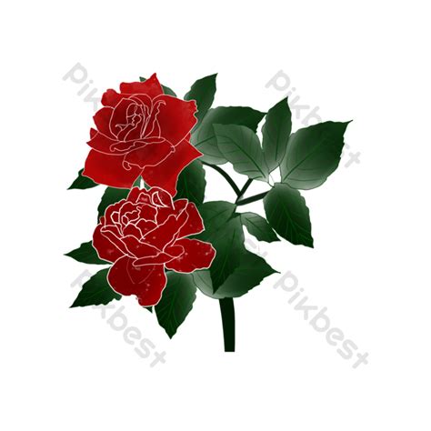 Chinese painting style rose | PNG Images PSD Free Download - Pikbest