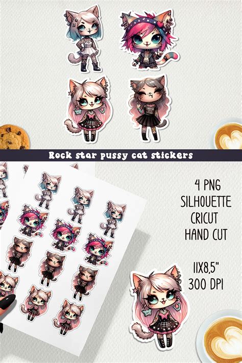 Rock Star Pussy Cat Stickers Png
