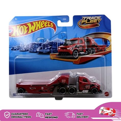 MERAH Hot Wheels Track Fleet Semi Rodger Dodger Red Track Trucks Red Shopee Singapore
