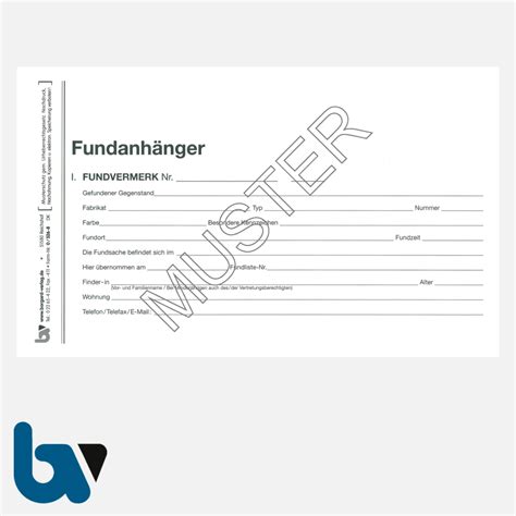 Borgard Verlag Shop Fundanzeige Din A