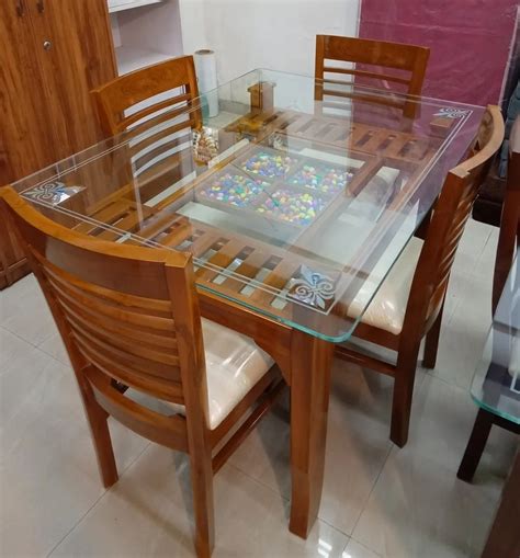 4 Seater Glass Top Teakwood Dinning Table Set At Rs 28000 Set In Pune