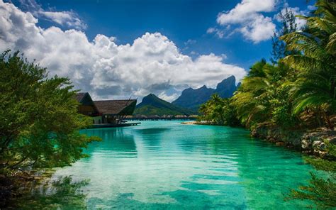 Fond D Cran X Px Plage Bora Bora Des Nuages Polyn Sie