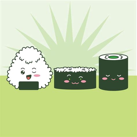 Premium Vector Onigiri And Sushi Cute Vector Set