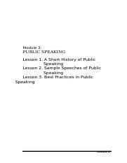 Module 3 1 Docx Module 3 PUBLIC SPEAKING Lesson 1 A Short History